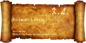 Kolman Lívia névjegykártya